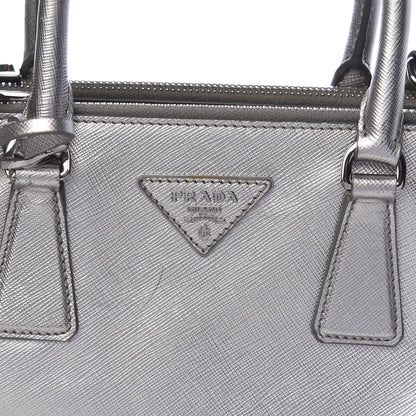 Prada Metallic Saffiano Small Galleria Double Zip Tote Cromo 8 of 13