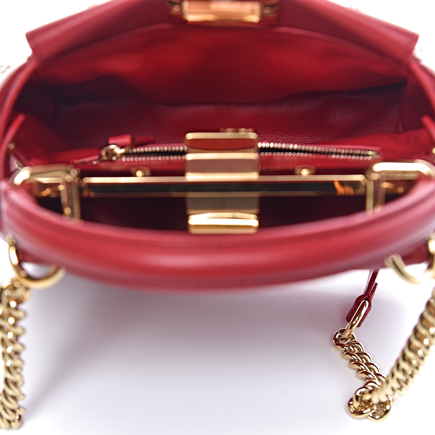 Fendi Nappa Crystal Stars Studded XS Peekaboo Iconic Satchel Fragola 5 of 10