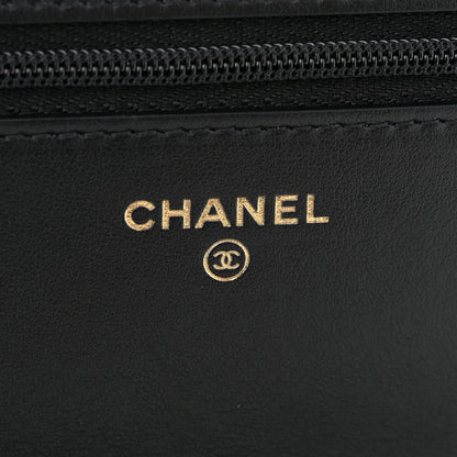 Chanel Caviar Quilted Camellia Wallet On Chain WOC Black 6 of 11