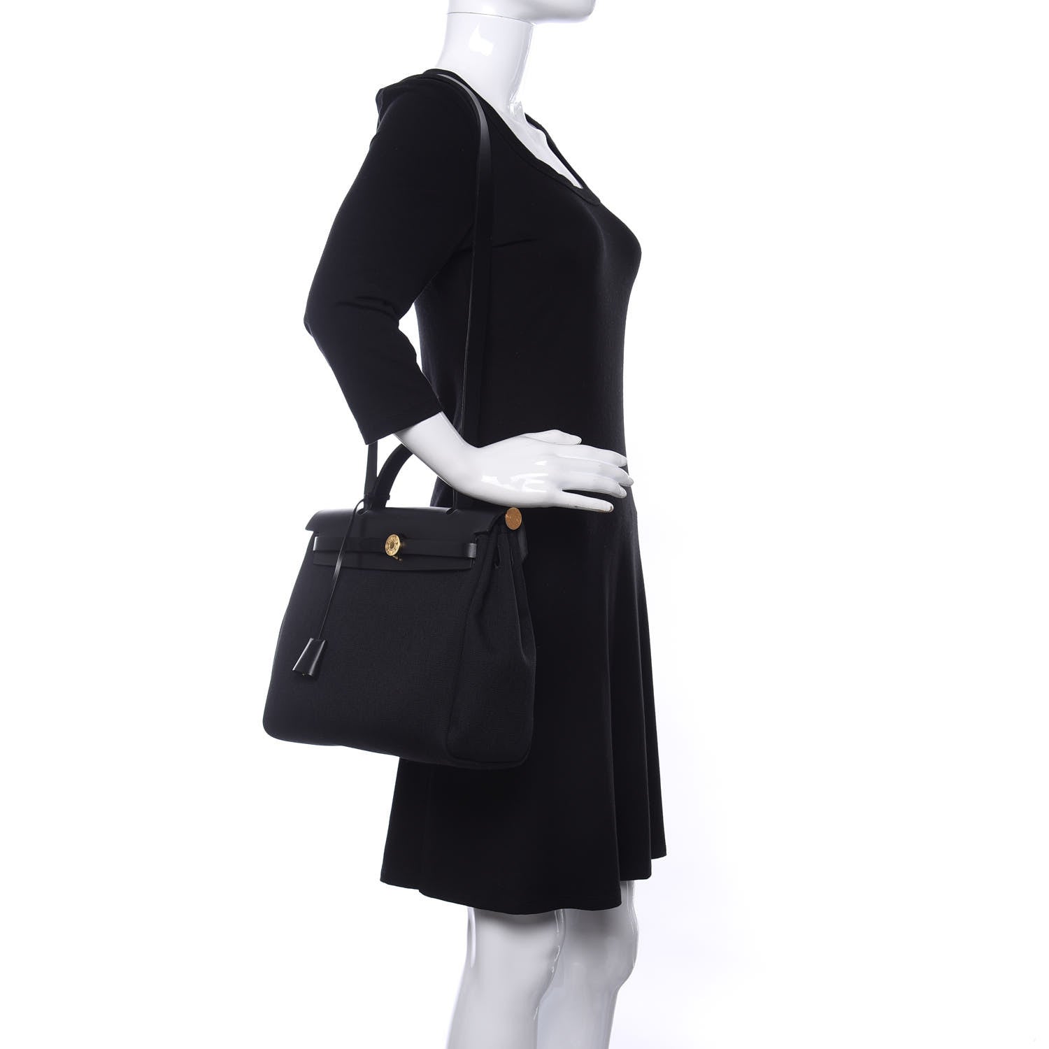 Hermes Military Toile Vache Hunter Herbag Zip PM 31 Black 2 of 11