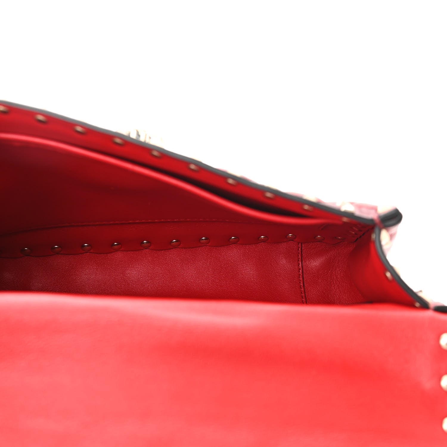 Valentino Garavani Nappa Lettering Print Quilted Medium Rockstud Spike Shoulder Bag Red Pink 5 of 9