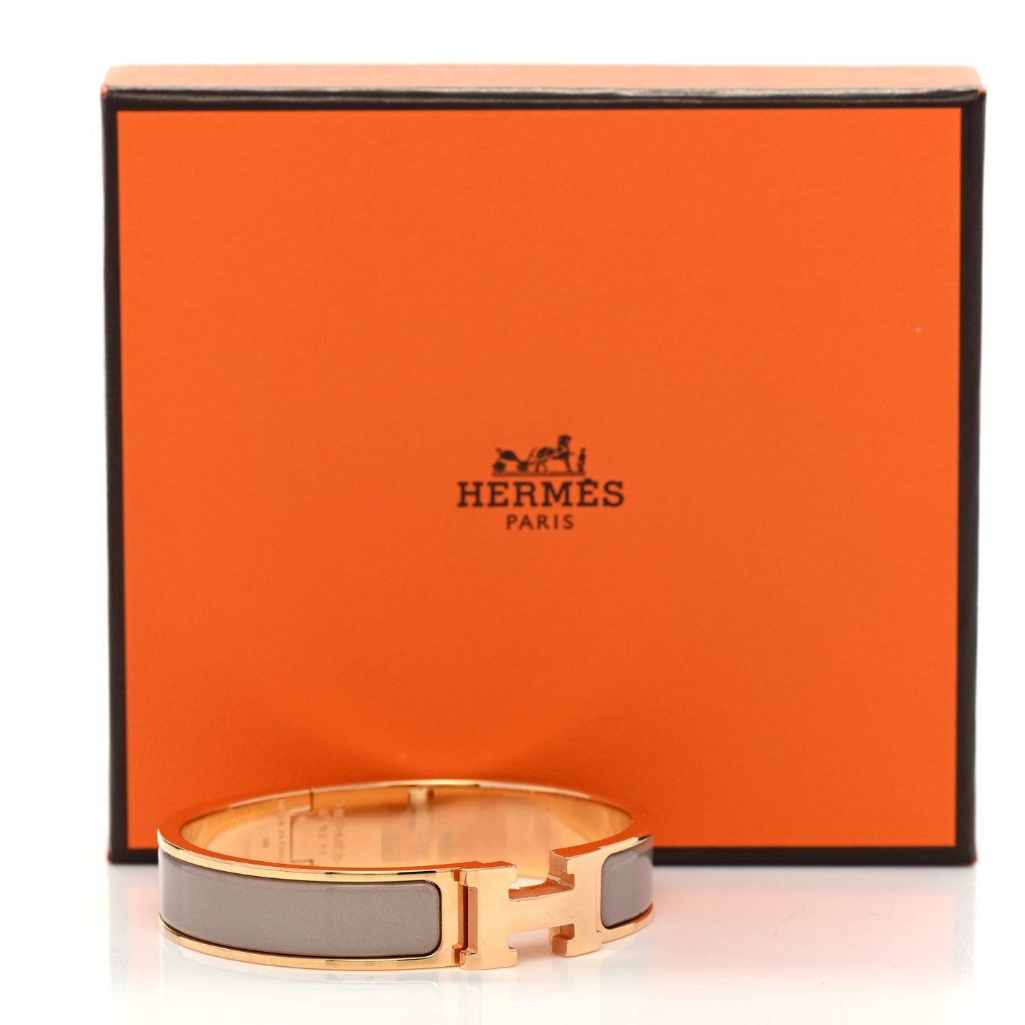 Enamel Narrow Clic Clac H Bracelet Marron Glace