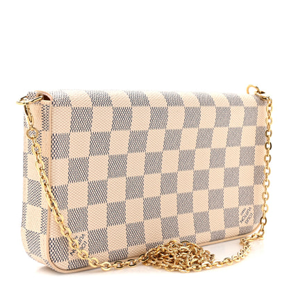 Louis Vuitton Damier Azur Pochette Felicie Chain Wallet Rose Ballerine 4 of 11