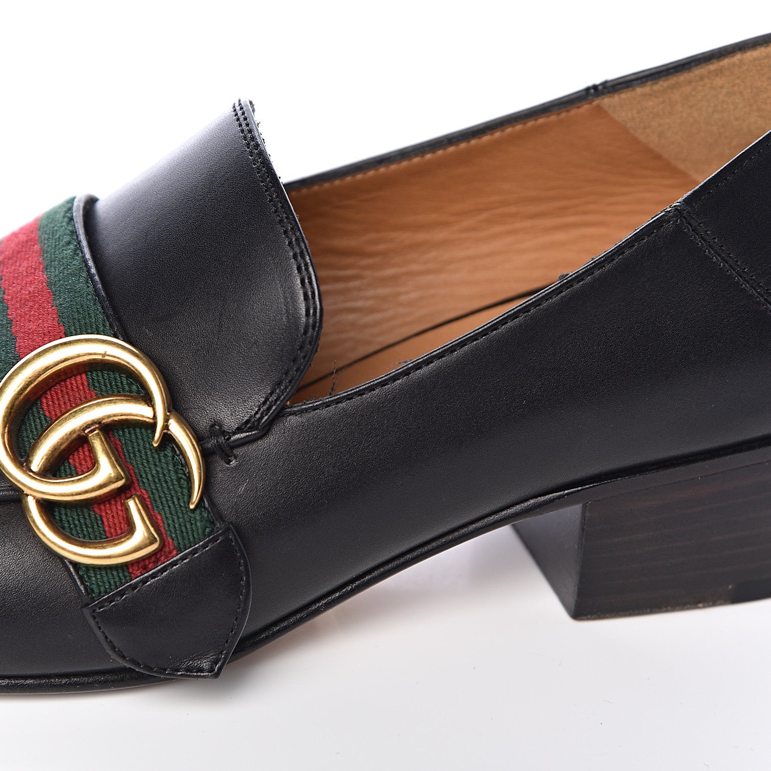 Gucci Calfskin Web Womens Peyton Loafers 36 Black 9 of 9