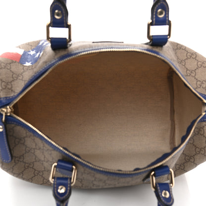 Gucci GG Plus Monogram Medium Boston USA Flag Unicef Duffle Blue 5 of 9