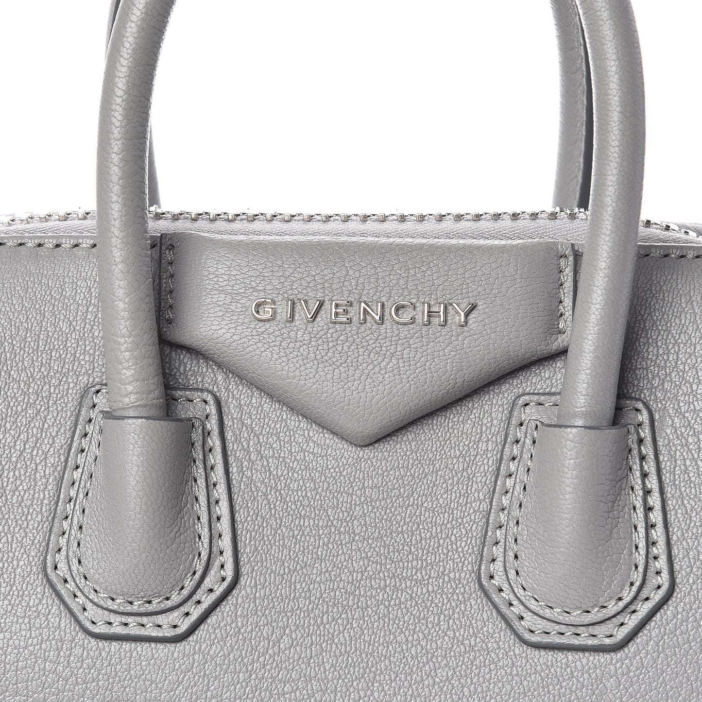 Sugar Goatskin Mini Antigona Pearl Grey
