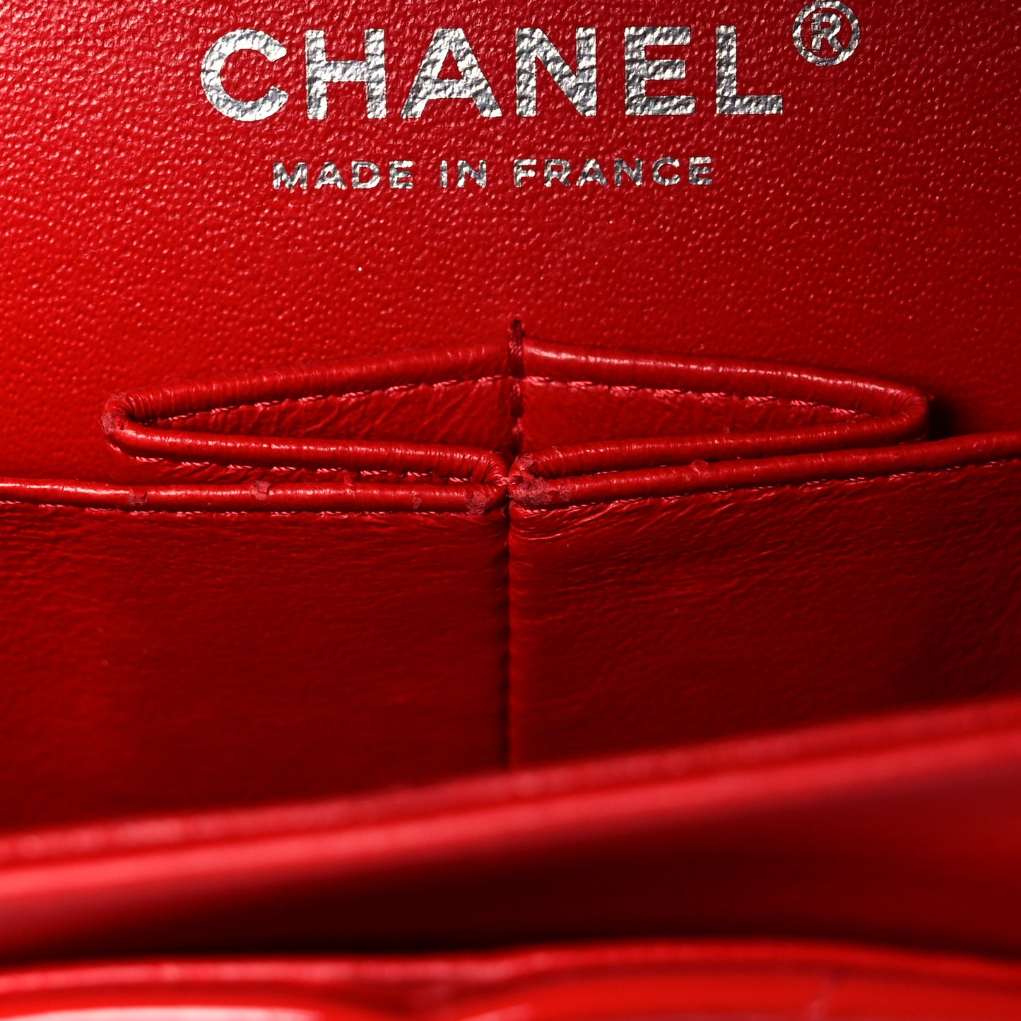 Patent Chevron Quilted Medium Double Flap Red