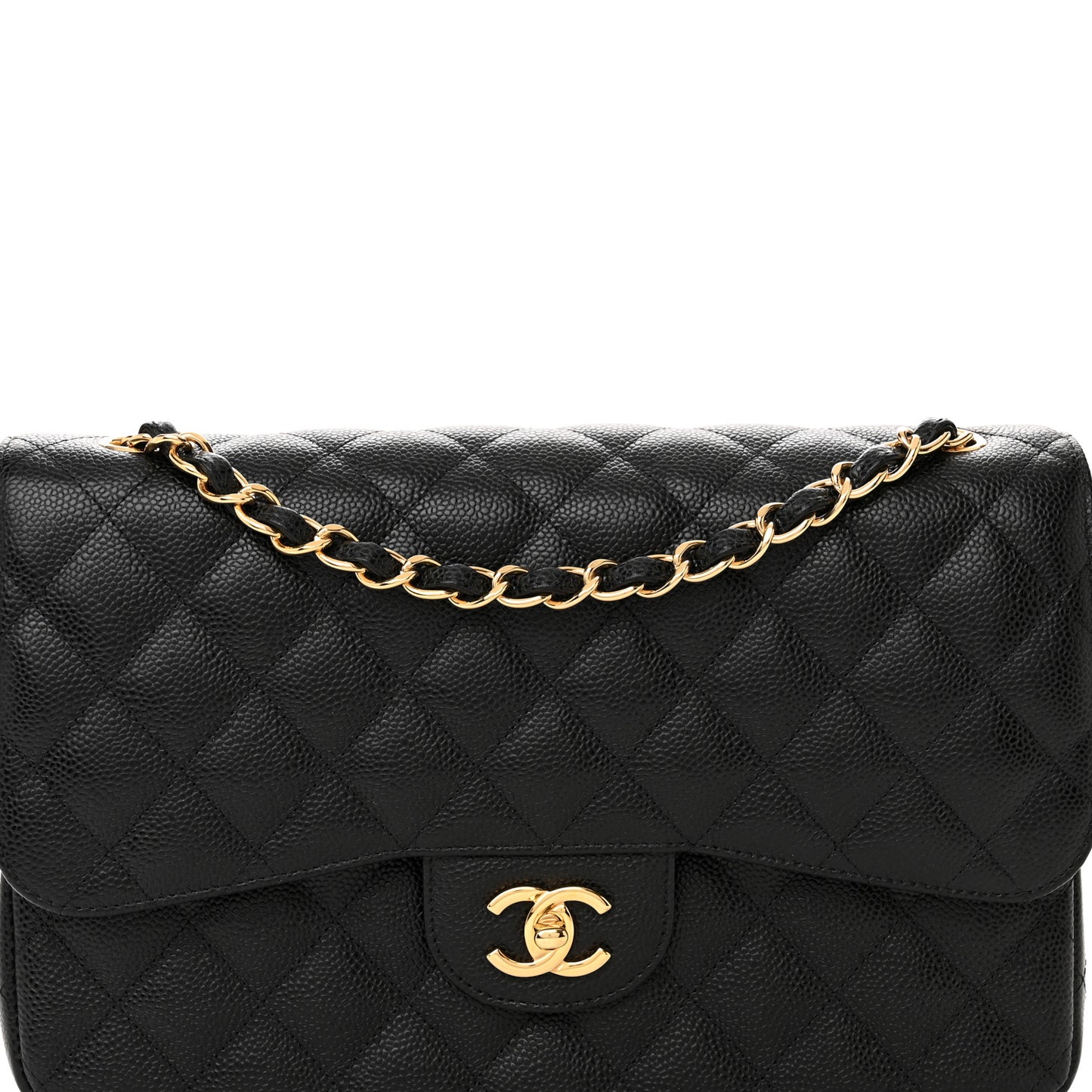 Caviar Quilted Jumbo Double Flap Black