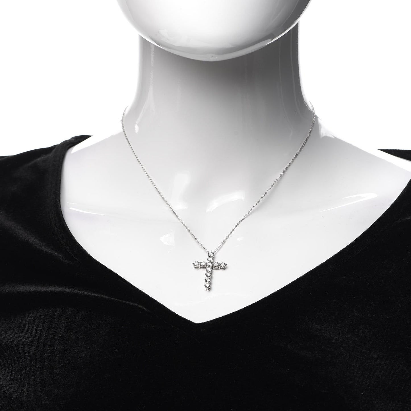 Platinum Diamond Large Cross Pendant Necklace