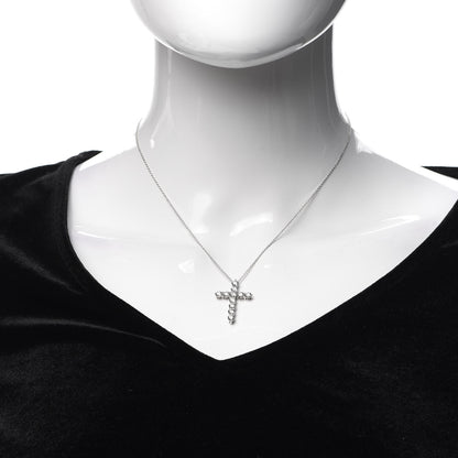 Tiffany Platinum Diamond Large Cross Pendant Necklace 2 of 5
