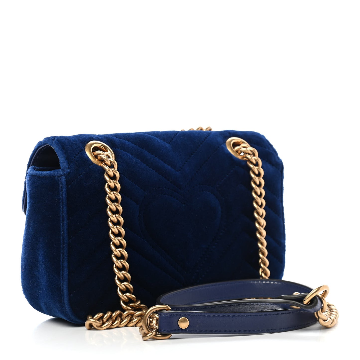 Velvet Matelasse Mini GG Marmont Shoulder Bag Cobalt Blue
