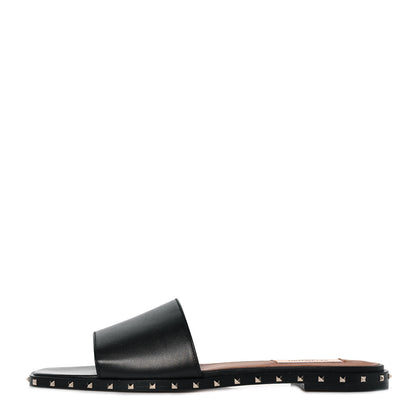 Valentino Garavani Nappa Soul Rockstud Flat Slide Sandals 38.5 Black 1 of 8