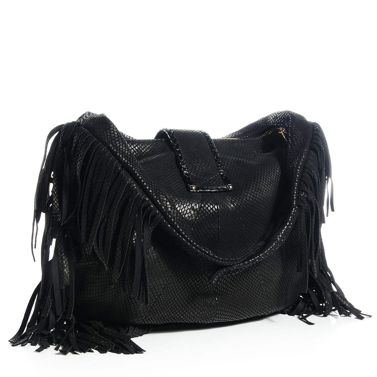 Jimmy Choo Elaphe Snakeskin Roxie Hobo Black 3 of 9