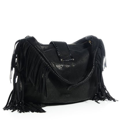 Jimmy Choo Elaphe Snakeskin Roxie Hobo Black 3 of 9