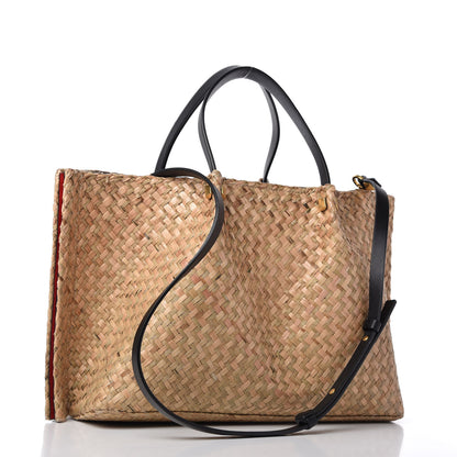 Valentino Garavani Raffia Medium Vlogo Escape Shopper Natural Black Rouge 3 of 12