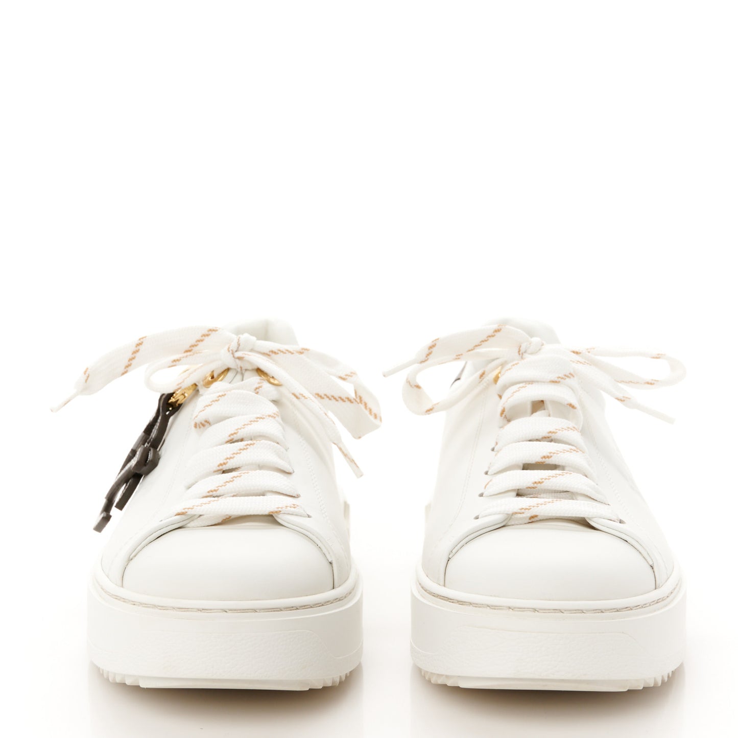 Calfskin Monogram Debossed Time Out Sneakers 38 White