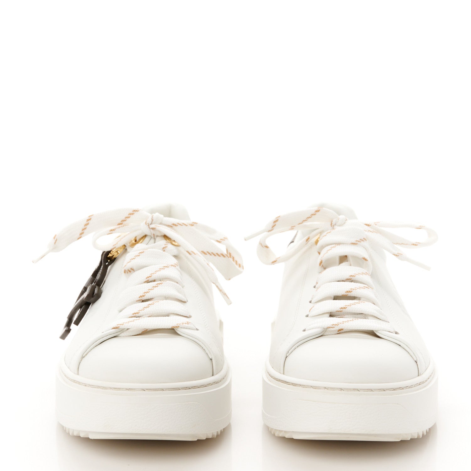 Louis Vuitton Calfskin Monogram Debossed Time Out Sneakers 38 White 3 of 11