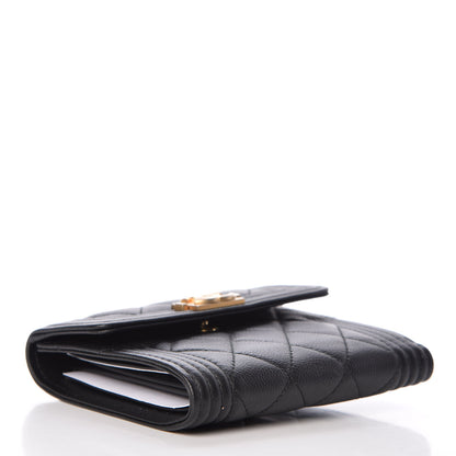 Chanel Caviar Quilted Compact Boy Wallet Black 4 of 9