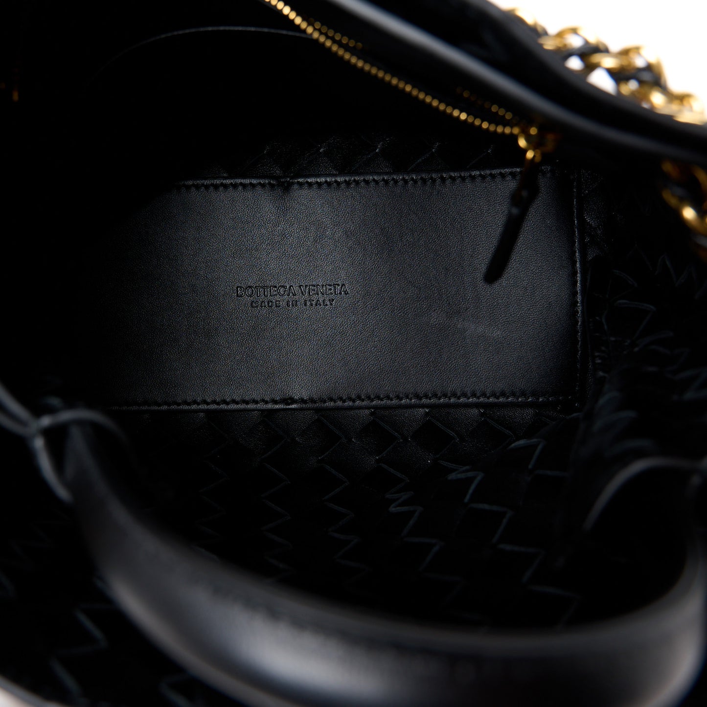 Nappa Intrecciato Small Andiamo With Chain Shoulder Bag Black