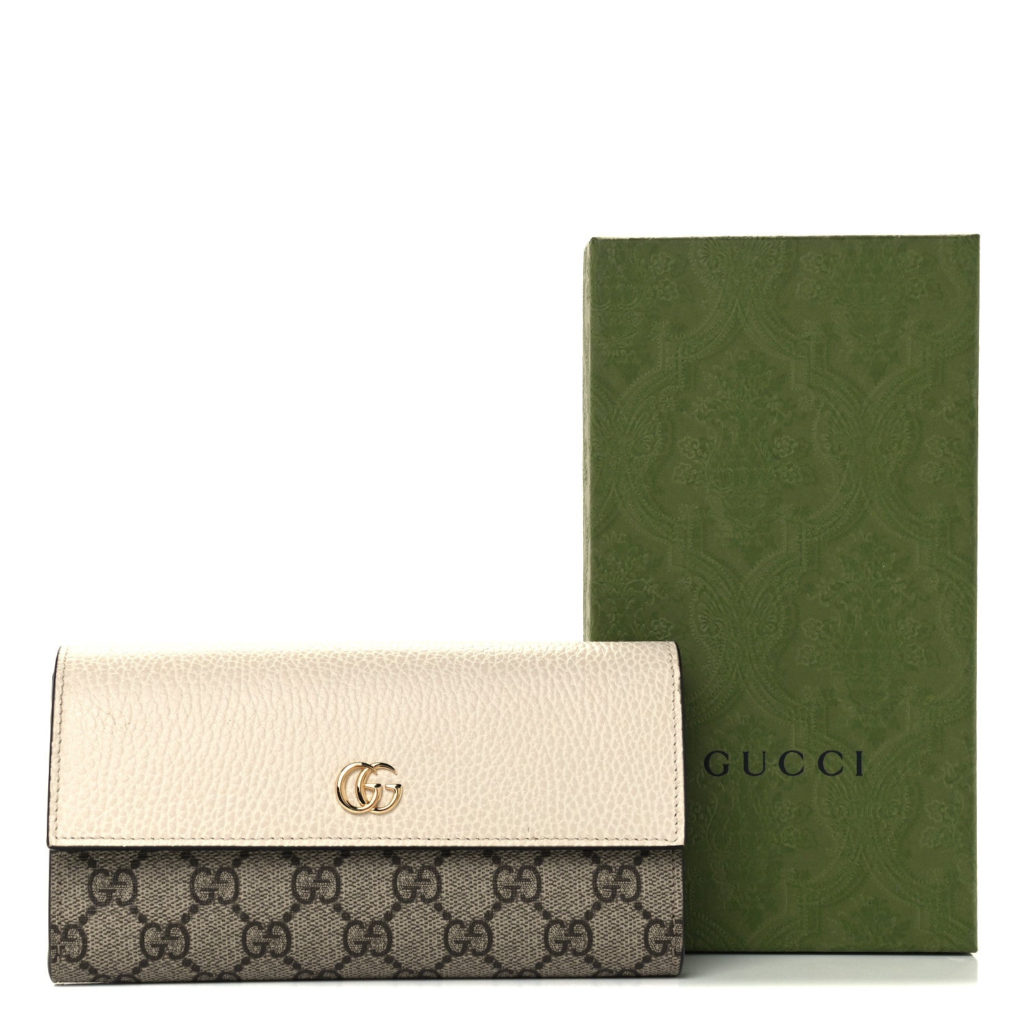 Gucci Dollar Calfskin GG Supreme Monogram GG Marmont Continental Wallet Mystic White Beige Ebony 10 of 10