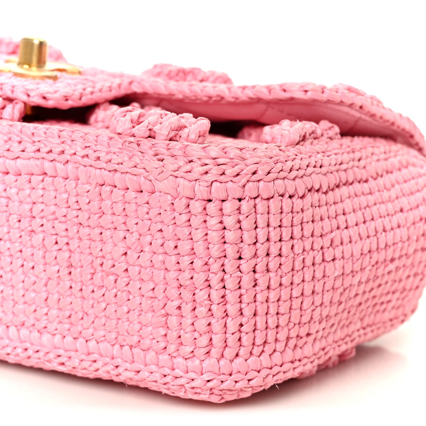 Raffia Small Dolce Raffia Flap Bag Pink