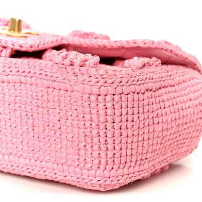 Chanel Raffia Small Dolce Raffia Flap Bag Pink 12 of 13