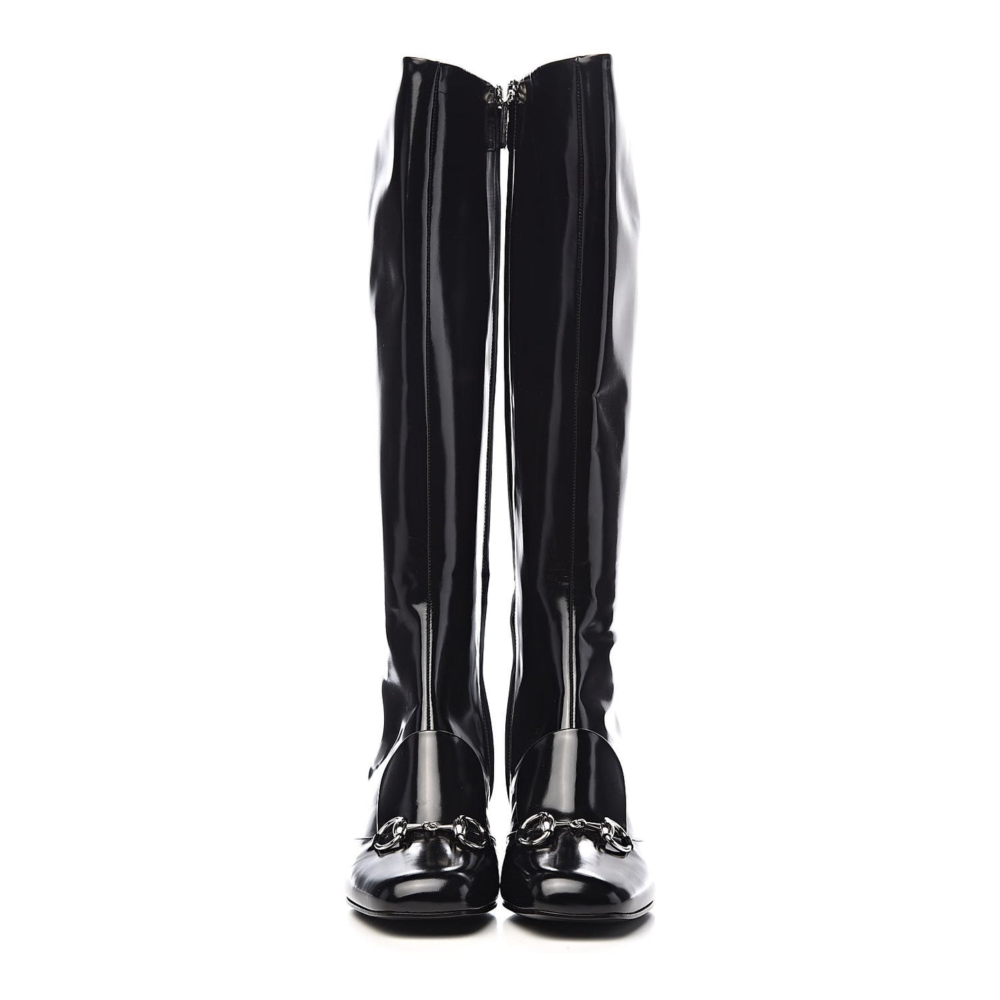 Patent Lilian Horsebit Knee High Boots 37.5 Black