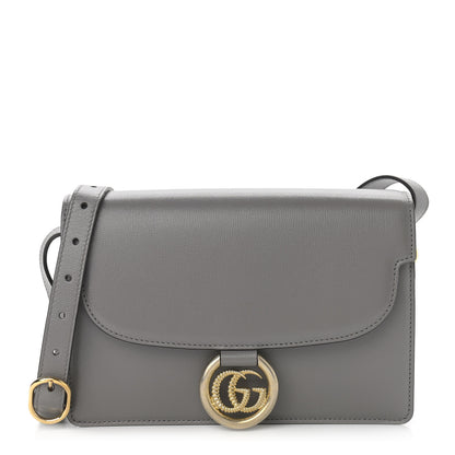 Gucci Textured Calfskin Small Torchon GG Ring Shoulder Bag Dusty Grey 1 of 11
