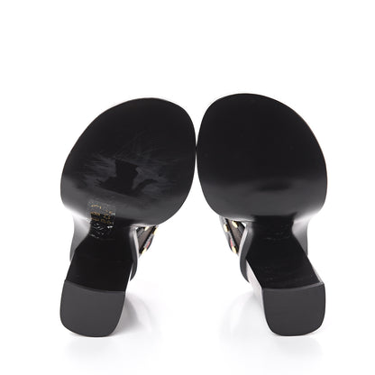 Louis Vuitton Calfskin Monogram Passenger Heeled Sandals 37 Black Rose 7 of 7