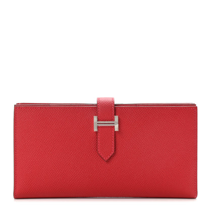 Hermes Epsom Bearn Gusset Wallet Rouge Casaque 1 of 6