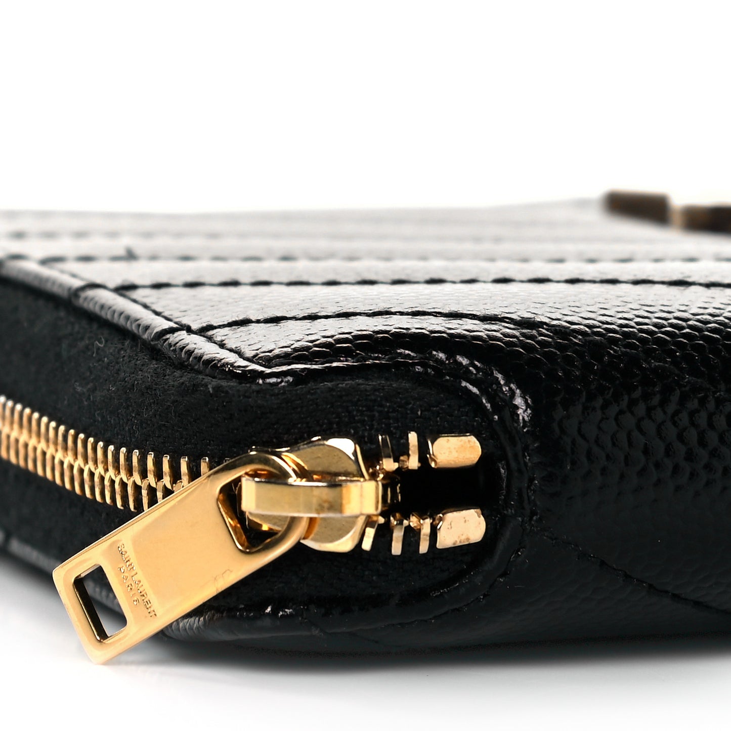 Grain De Poudre Matelasse Chevron Monogram Compact Zip Around Wallet Black