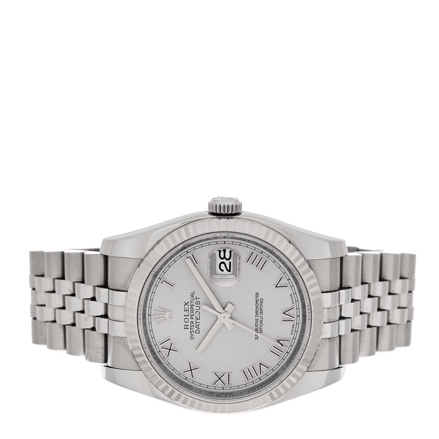 Rolex Stainless Steel 18K White Gold 36mm Oyster Perpetual Datejust Watch Silver Roman 116234 2 of 4