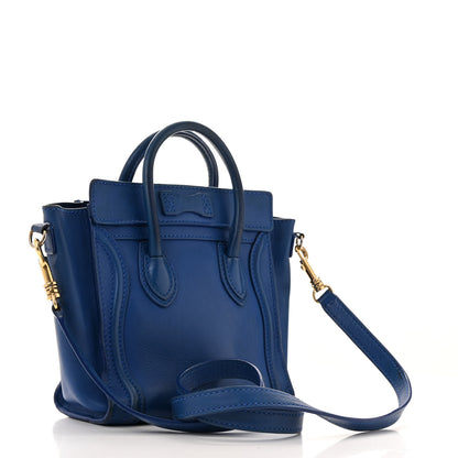 Celine Drummed Calfskin Nano Luggage Indigo 3 of 14