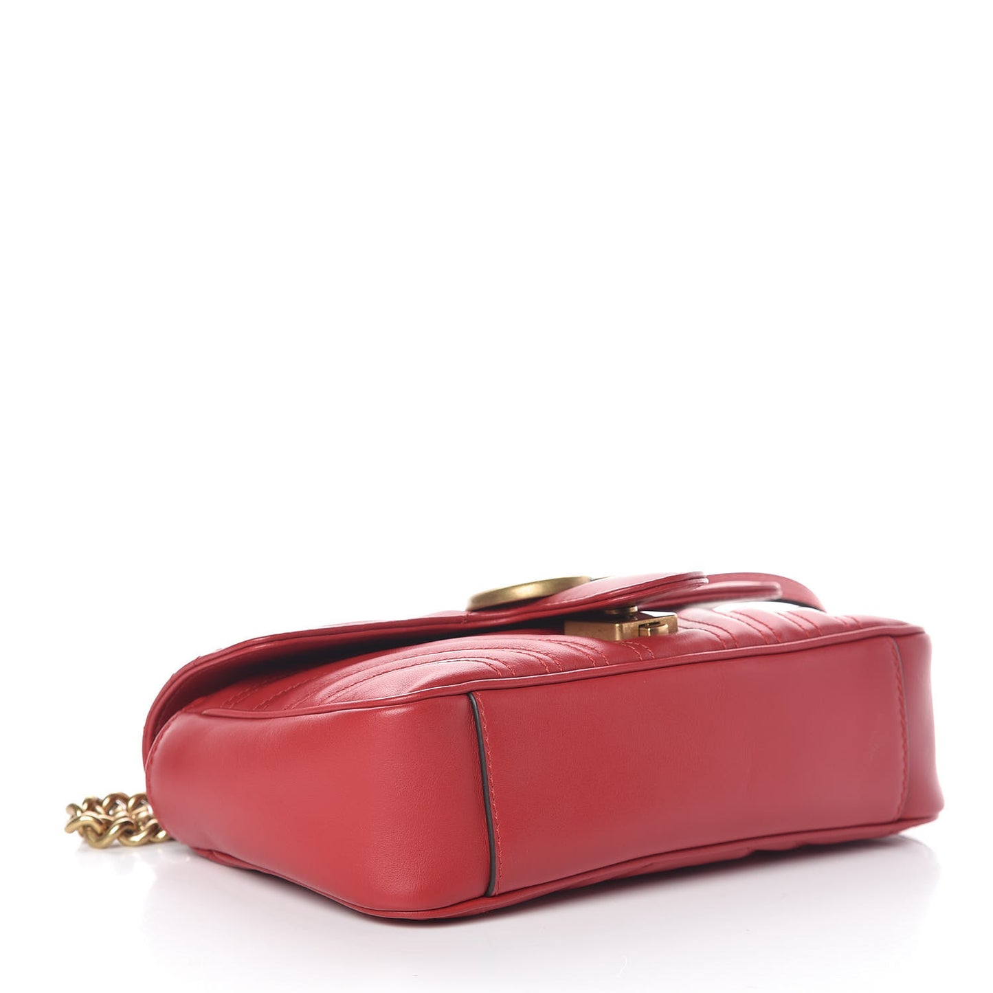 Calfskin Matelasse Mini GG Marmont Shoulder Bag Hibiscus Red