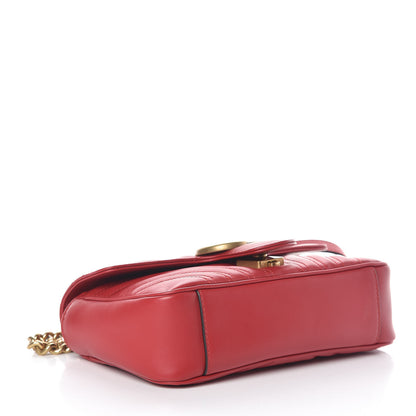 Gucci Calfskin Matelasse Mini GG Marmont Shoulder Bag Hibiscus Red 4 of 9
