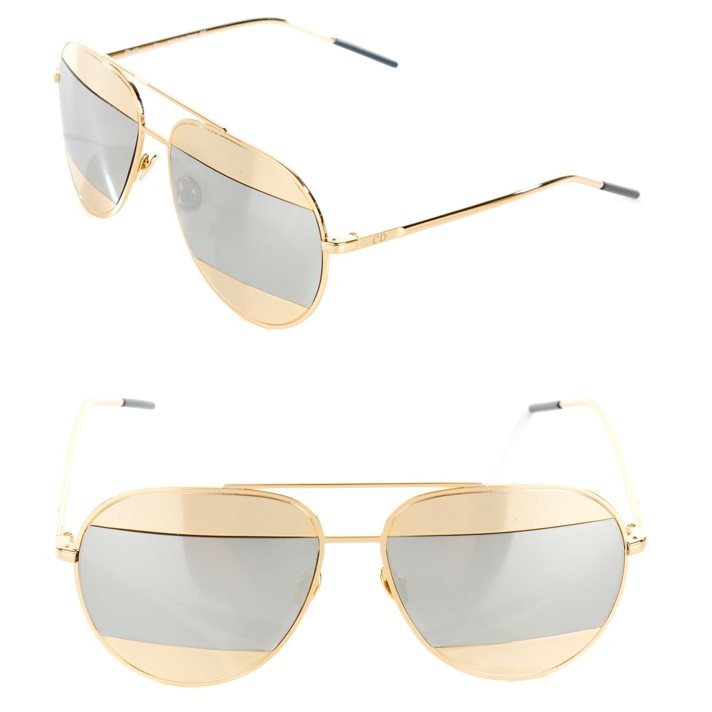 Split 1 Aviator Sunglasses Gold Silver