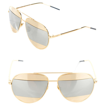 Christian Dior Split 1 Aviator Sunglasses Gold Silver 1 of 6