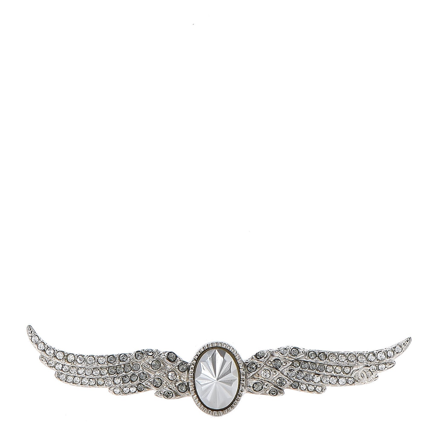 Crystal Wings Brooch Silver