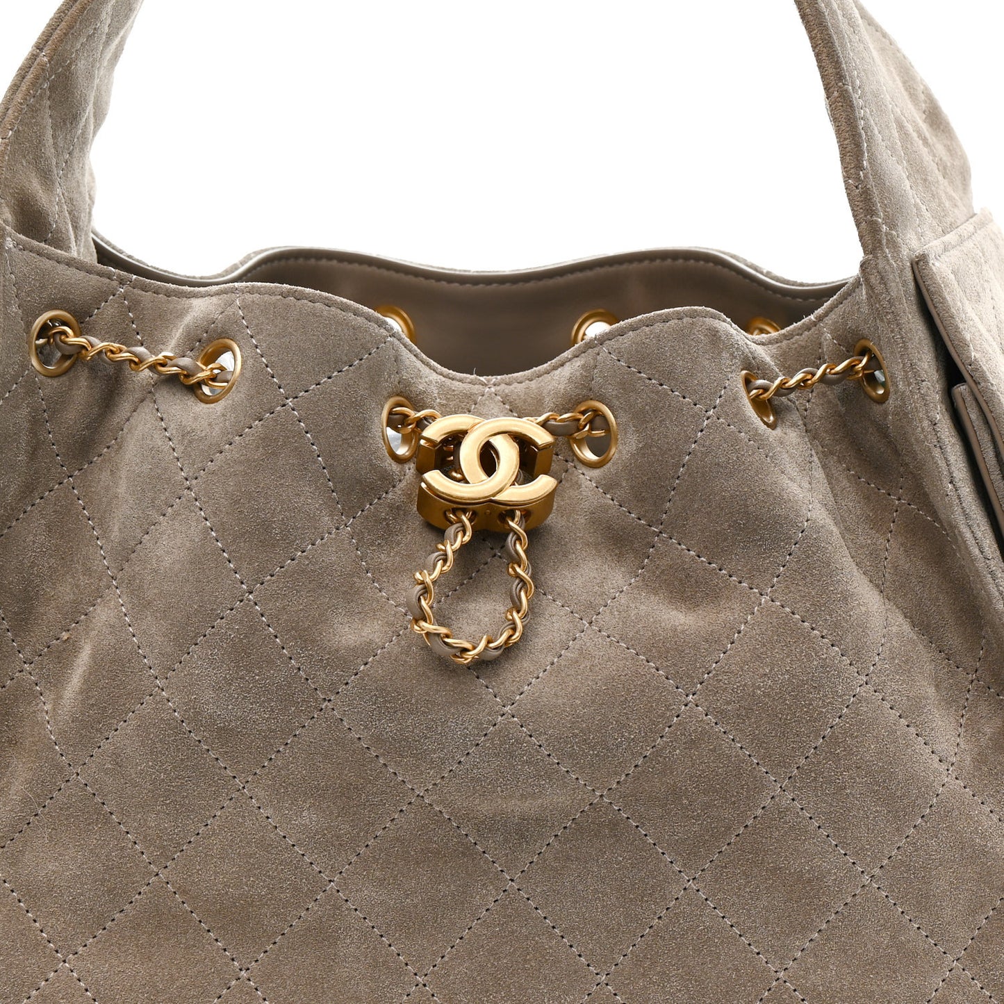 Suede Quilted Small Chanel 25 Handbag Dark Grey