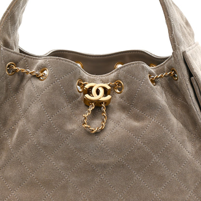 Chanel Suede Quilted Small Chanel 25 Handbag Dark Grey 8 of 11