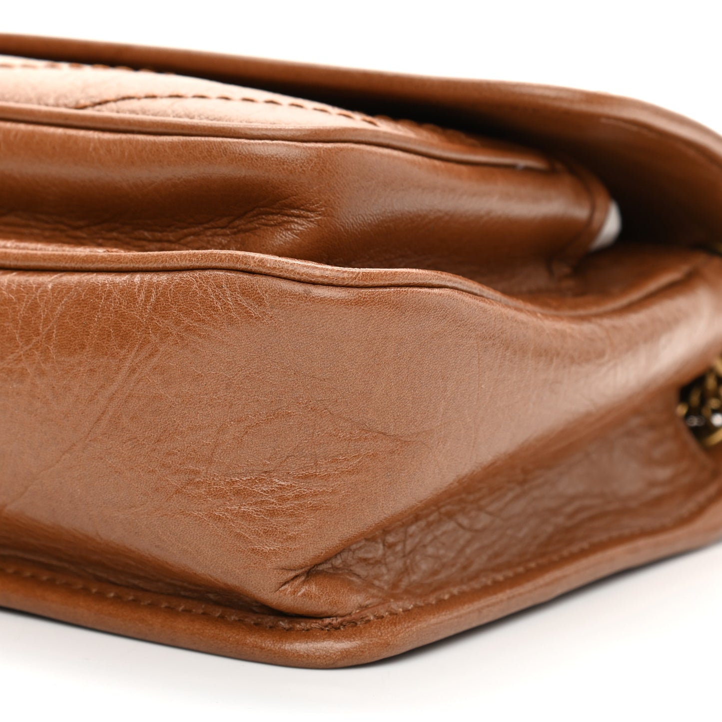 Crinkled Calfskin Matelasse Monogram Baby Niki Chain Satchel Light Caramel