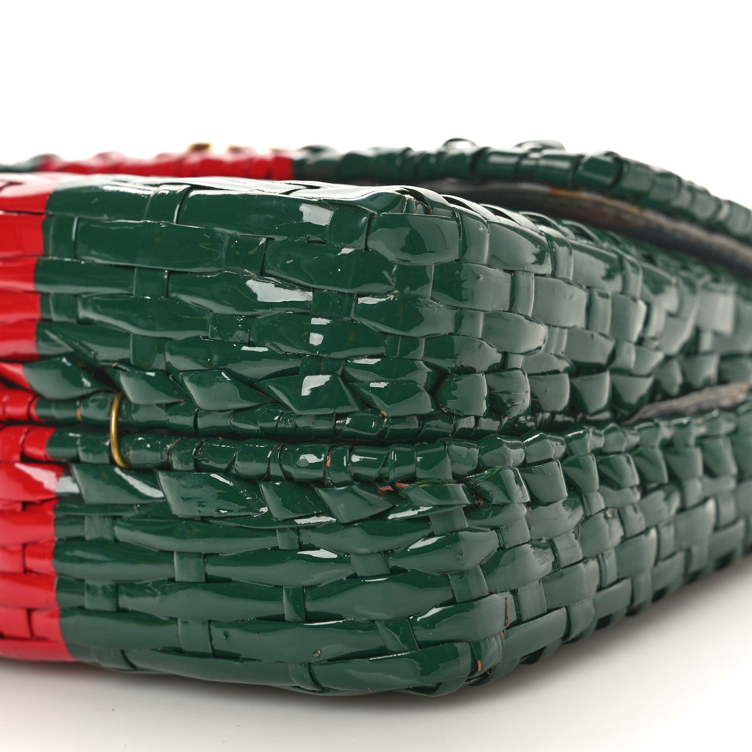 Gucci Glazed Wicker Stripe Mini Cestino Shoulder Bag Green Green 10 of 10