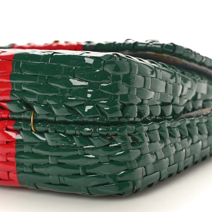 Gucci Glazed Wicker Stripe Mini Cestino Shoulder Bag Green Green 10 of 10