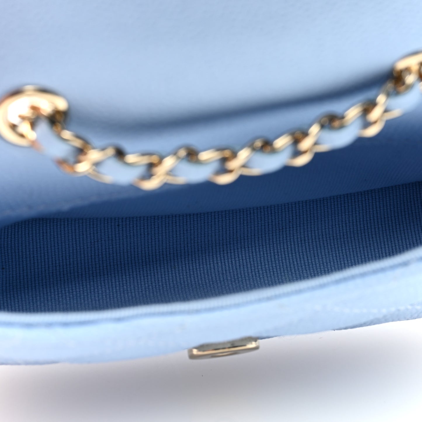 Caviar Quilted Mini Chain Belt Bag Light Blue