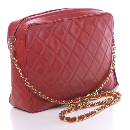 Chanel Lambskin Quilted CC Tassel Camera Case Red 3 of 12