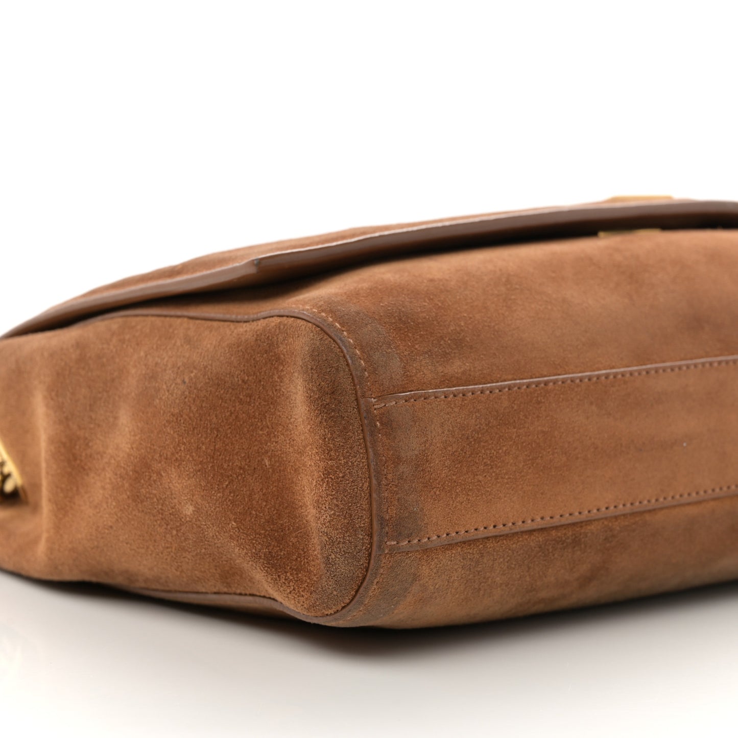 Smooth Calfskin Suede Medium Reversible Monogram Kate Satchel Light Ochre