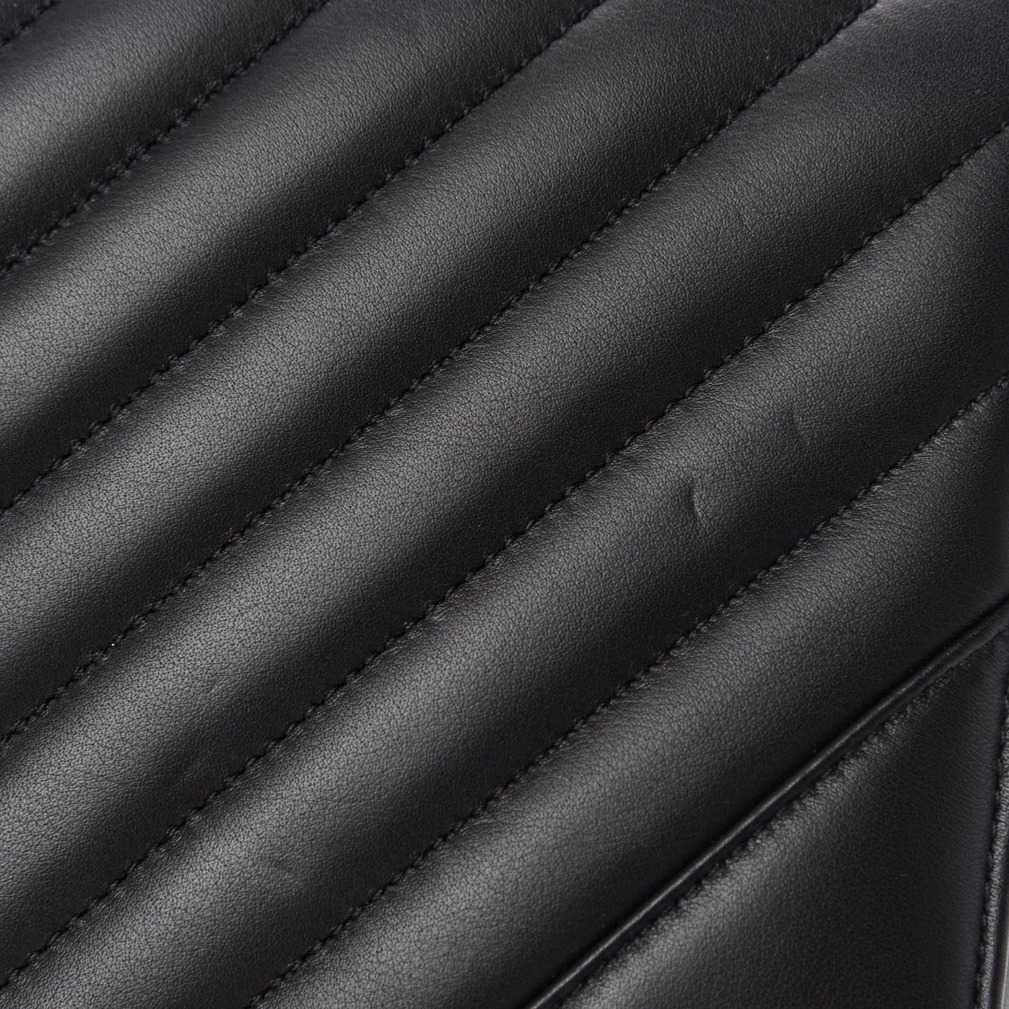 Calfskin Chevron Quilted Large Statement Flap Black