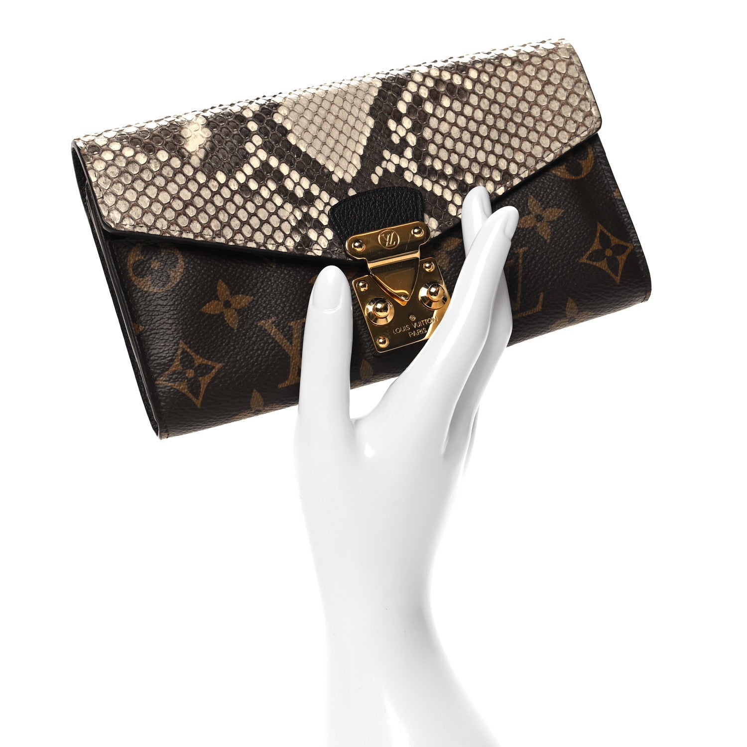 Louis Vuitton Snakeskin Monogram Pallas Wallet Black 2 of 8