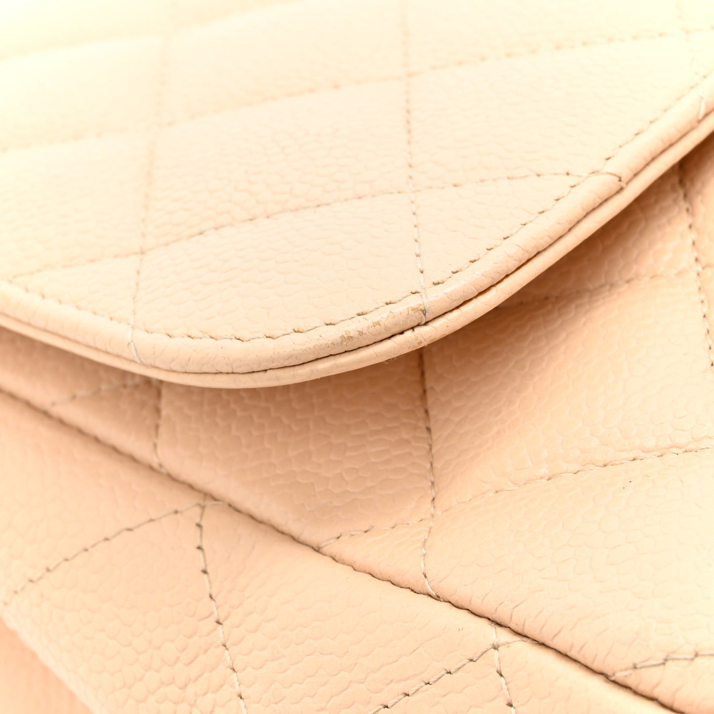 Caviar Quilted Jumbo Single Flap Beige