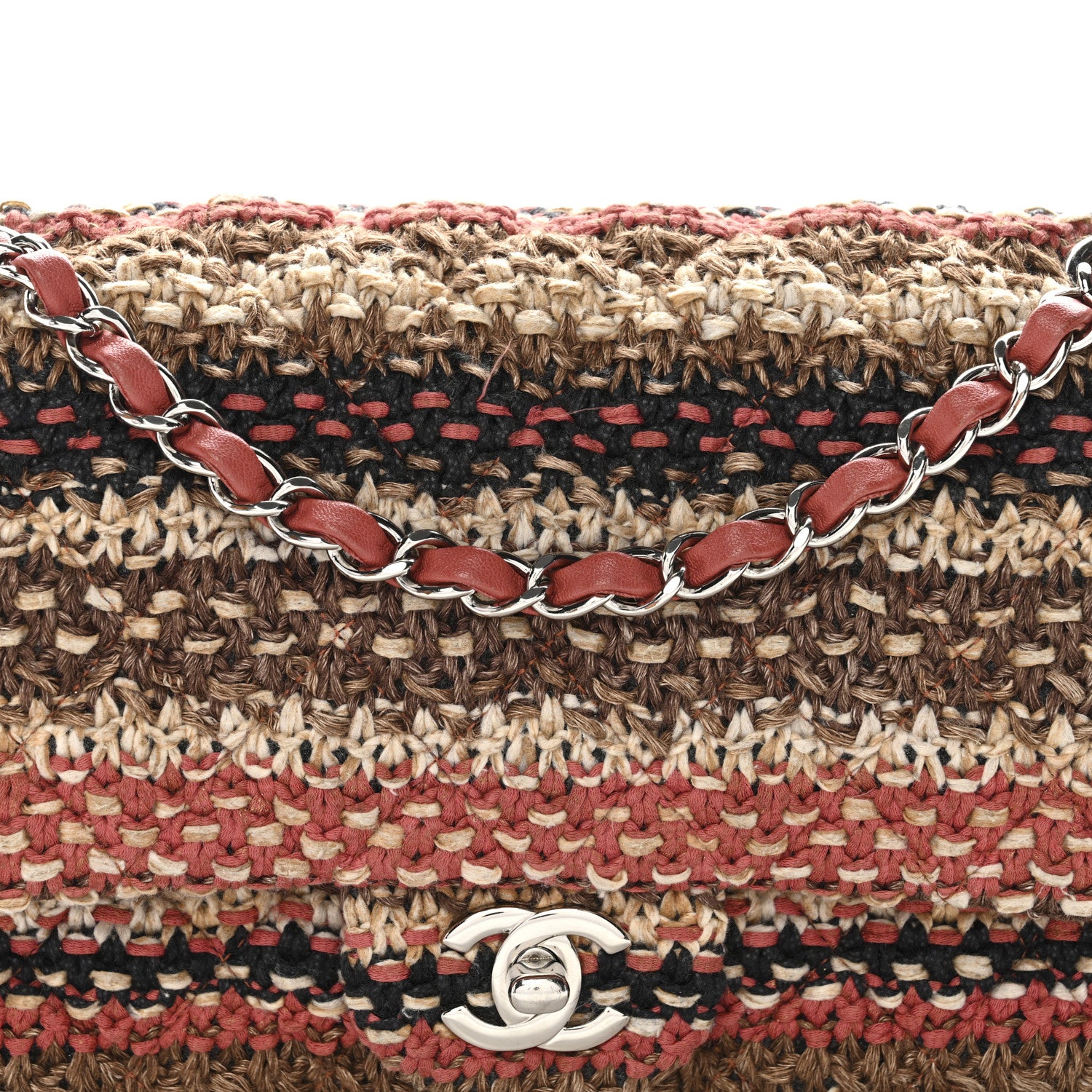 Chanel Tweed Quilted Medium Double Flap Beige Multicolor 8 of 10